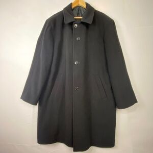 Andrew Fezza black Winter Coat Men's Cashmere Blend Woven in Italy Overcoat L-42